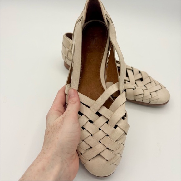 NEW FRYE Terri Huaraches in Tapioca White Leather Woven Loafers Women’s 6-6.5 - Picture 4 of 8